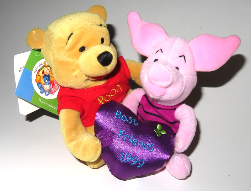 2 Vintage Holiday Friendship Winnie the Pooh & Piglet Bean Bag  Limited