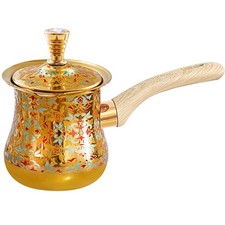 Turkish Greek Arabic Coffee Pot Stove Top Water Boiler Milk Warmer Black Gold