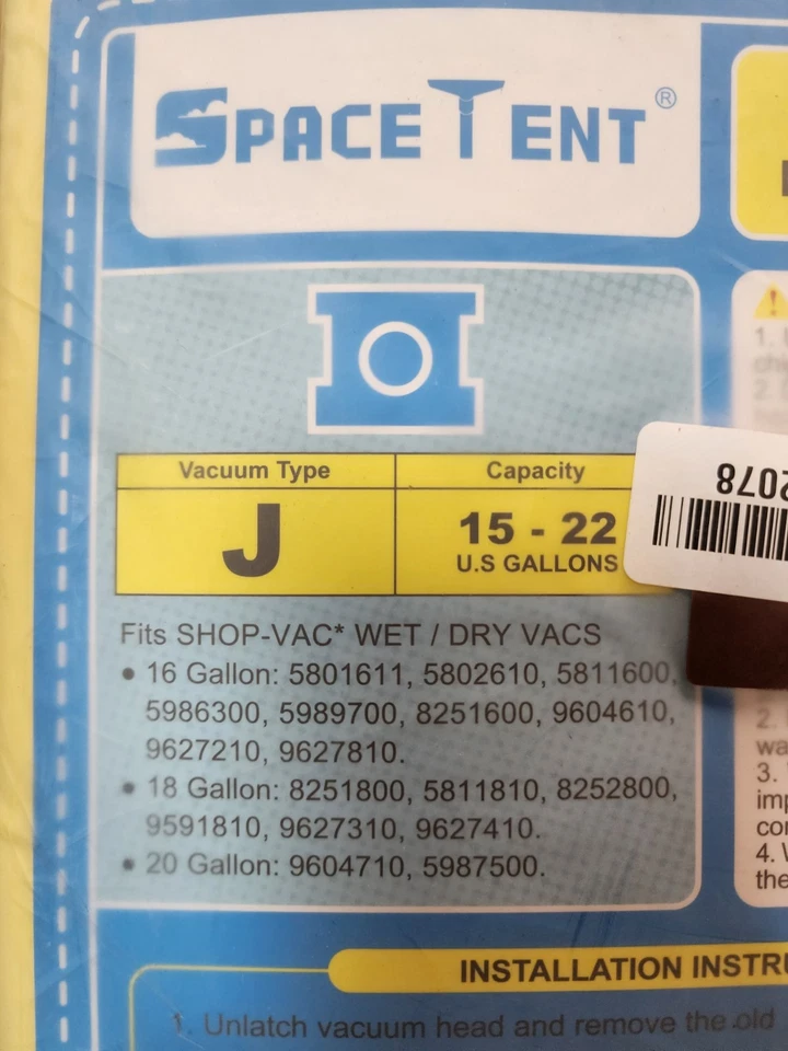 SpaceTent Replacement Shop-Vac 90673-00  Type J 1 5-22-Gallon Filter Bags,5 Pack - Image 3 of 4