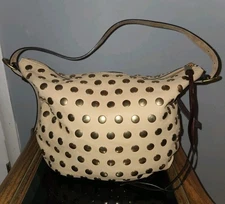 MARC JACOBS Nomad Tan Natural With Antique Gold Stud Shoulder Bag Made in Italy