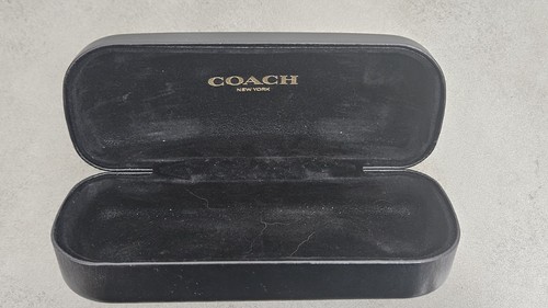 Coach New York Eye Glass Case Black Hard Leather Clamshell Eyeglass Sun Glasses - Picture 2 of 5