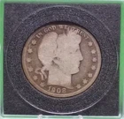 90% Silver 1908 Barber Half Dollar Silver 50C Circulated US Coin
