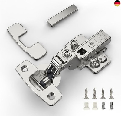 2 Stück Soft Close Schrankscharnier, Innenanschlag Scharniere 4D-Einstellung (Ti