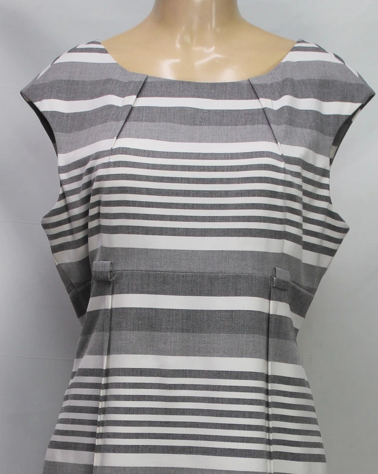 Vestido para mujer Dana Buchman rayas elásticas sin mangas gris talla 14 Foto 3 de 4