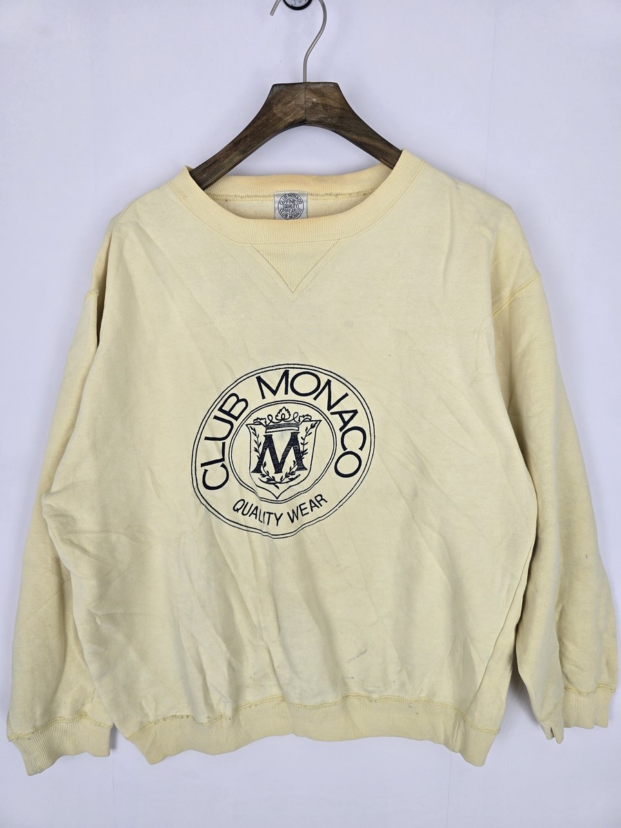 Vintage Club Monaco Crewneck Sweatshirt Heritage Crest 90s Big Logo Yellow  | eBay