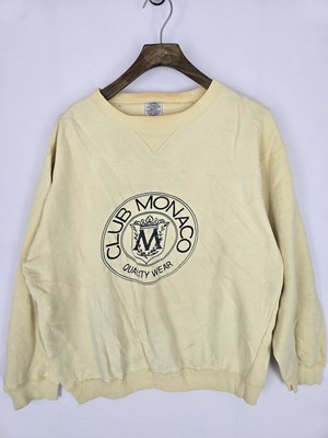 Vintage Club Monaco Crewneck Sweatshirt Heritage Crest 90s Big Logo Yellow  | eBay