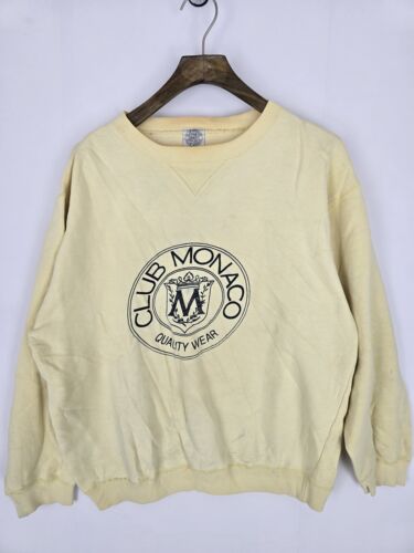 Vintage Club Monaco Crewneck Sweatshirt Heritage Crest 90s Big Logo Yellow