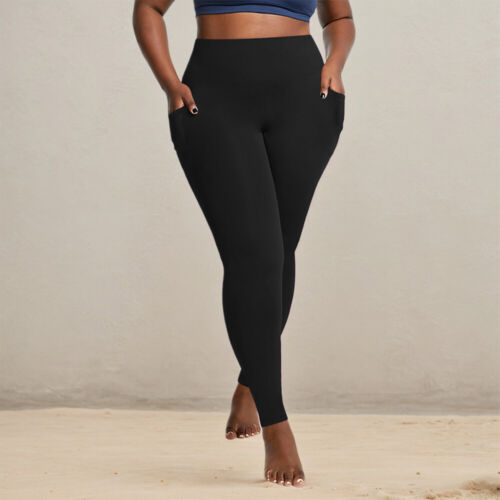 Plus Size Womens High Waist Pockets Leggings Sporty Gym Yoga Pants Trousers AU - Picture 24 of 31