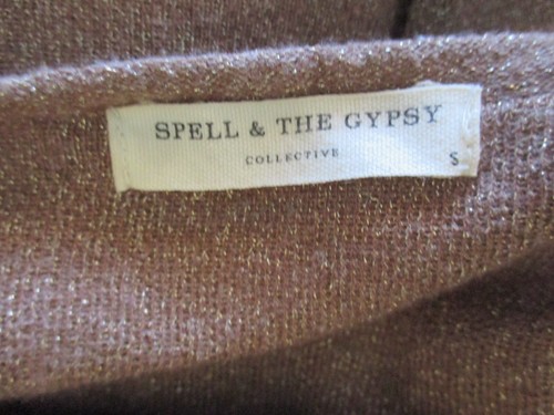 GREAT SPELL & THE GYPSY COLLECTIVE SZ S PETRA BROWN METALLIC KNIT DRESS - Picture 7 of 9