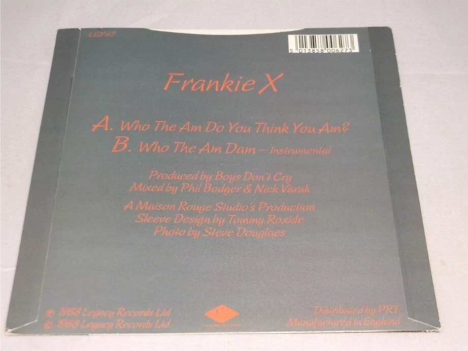Frankie X:   Who The Am Do You Think I Am  1988  UK  EX+  7" Foto 4 de 4
