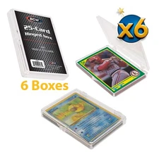 6 BCW Hinged Boxes For 25 Cards Baseball Magic Pokemon Trading Cards Protection