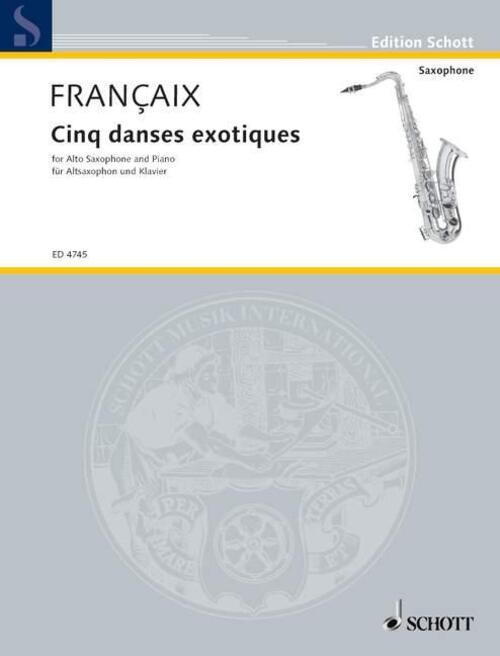 Thumbnail - Cinq Danses Exotiques | Pour Saxophone Alto En Mi Bémol Et Piano.
