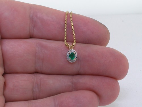 Feiner Smaragd Anhänger 585 Gelbgold 14Kt natürlicher Smaragd 14 Brillanten - Bild 4 von 5