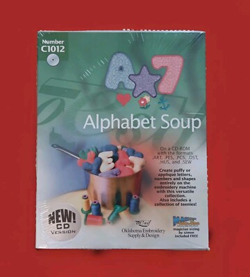 Alphabet Soup C1012 Embroidery Design CD 2001 OESD w/ Sizing by Simon software