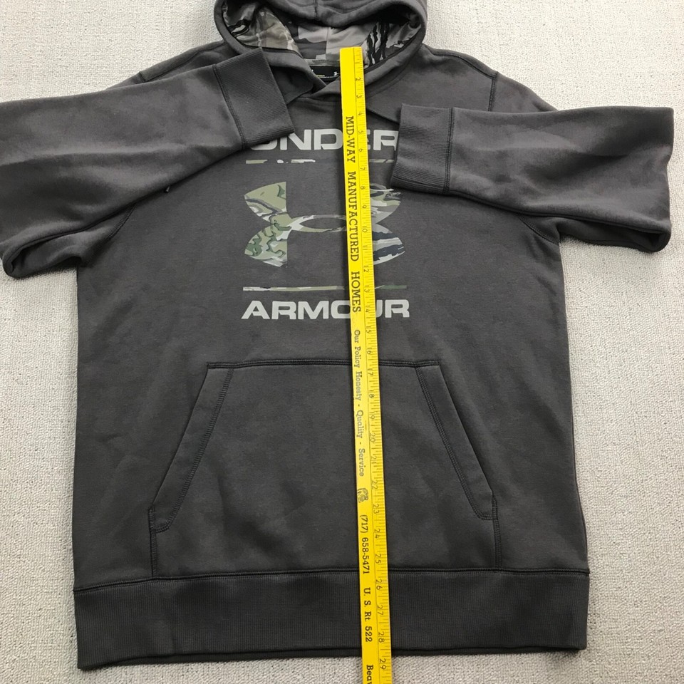 Under Armour Hoodie Sweatshirt Mens Medium Brown Camouflage Logo