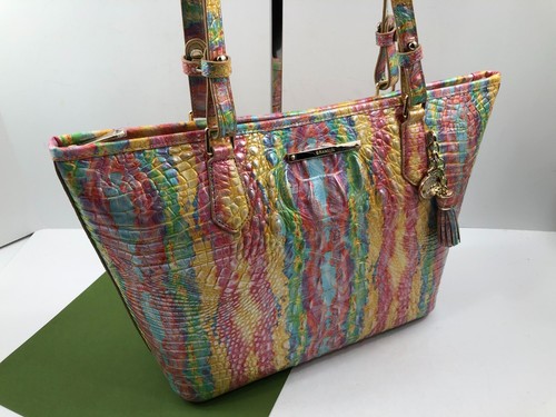 Brahmin Medium Asher Saltwater Taffy Melbourne Leather Satchel Tote Croc NWT - Imagen 3 de 9