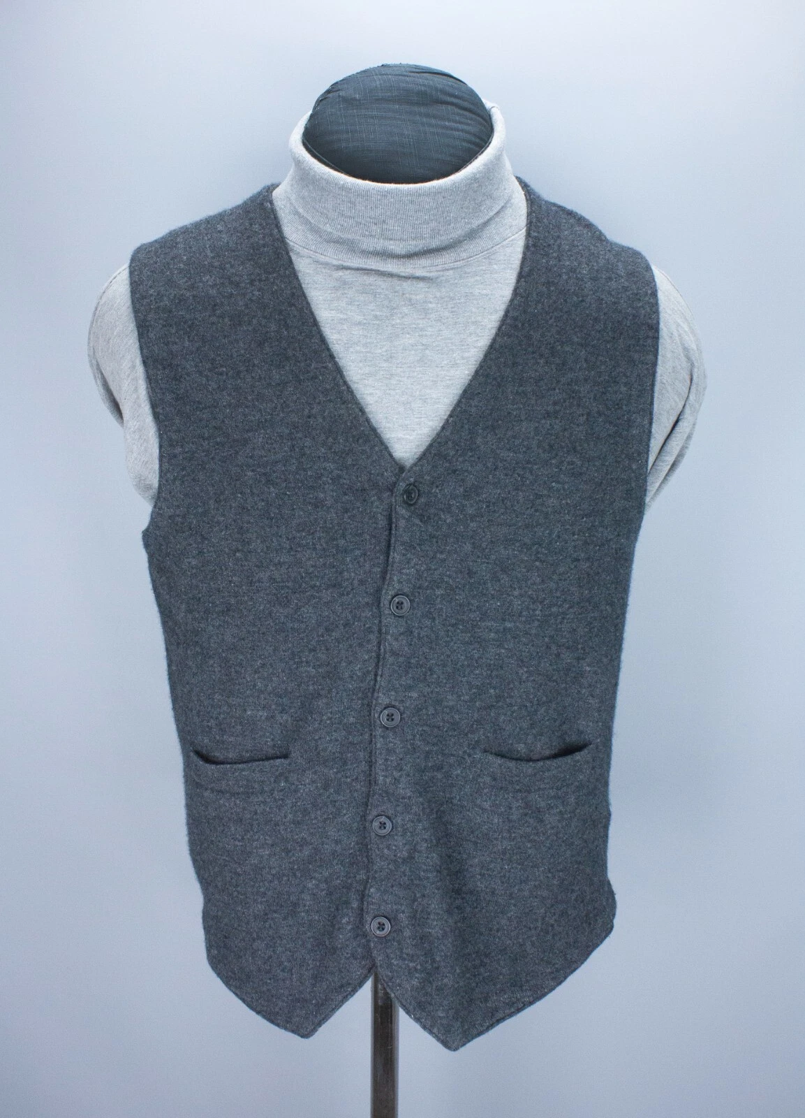 Hammond & Co Patrick Grant Mens L Gray Knitted Waistcoat Button Cardigan Vest