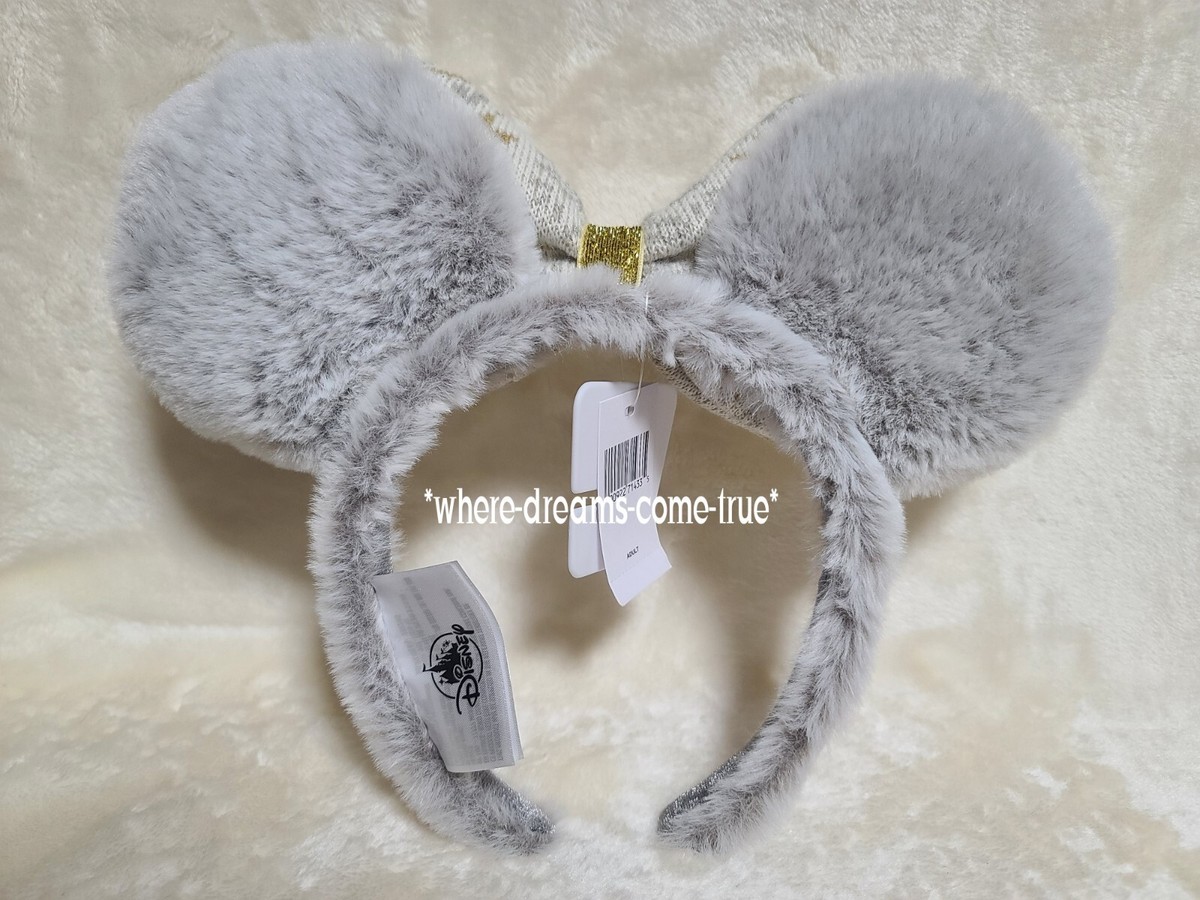 Disney Christmas Winter 2020 Grey Fuzzy Ears Gold Silver Sweater Bow PHOTOS: New Fuzzy Snowflake Minnie Ear Headband Flurries  main image 3