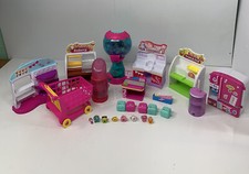 Shopkins Lot w/ Small Mart Makeup Stand, Bakery, Fruit Vegetable, Figures, More