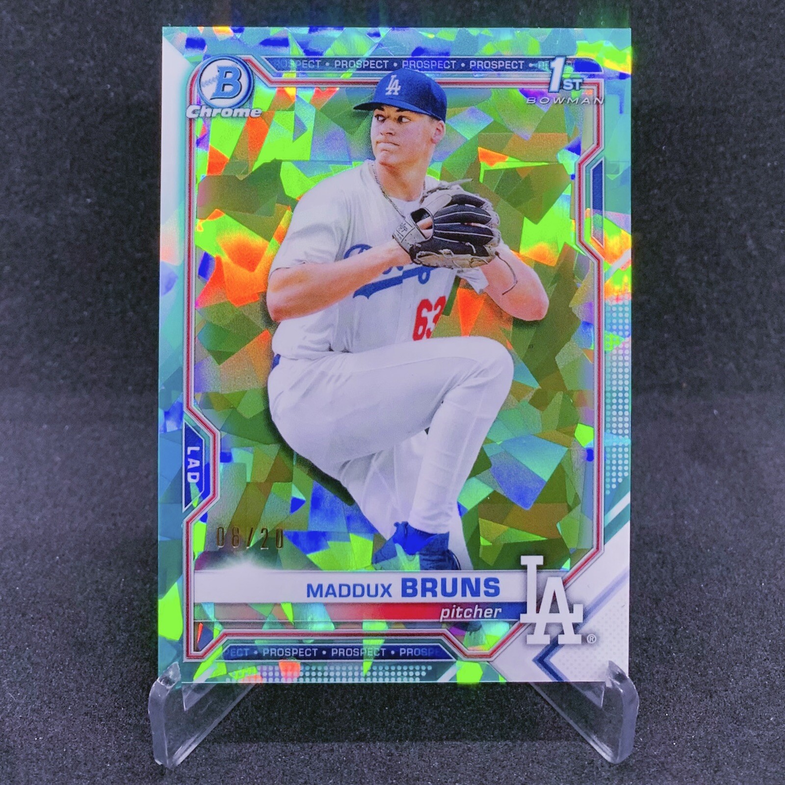 2021 Bowman Chrome Draft Maddux Bruns Aqua Sapphire Refractor /20 1st #BDC-126