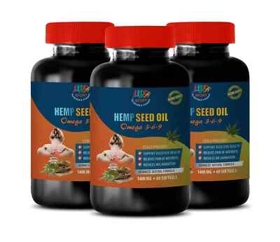 Organic support - HEMP SEED OIL - calm relief 3 Bottles 180 Capsules