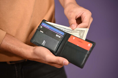 Genuine Leather Minimalist Bifold Wallets For Men RFID Blocking Slim Mens Wallet