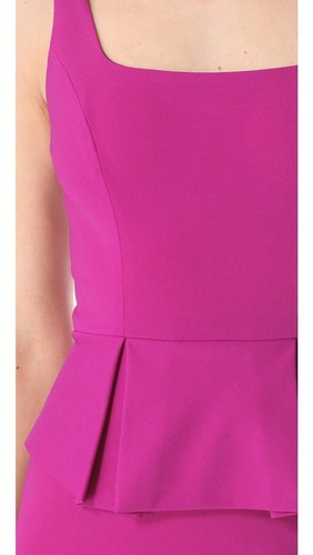 Robert Rodríguez Peplum Vestido Lápiz NEGRO Mini Jersey Plisado Cuadrado Peplum Nuevo - Imagen 5 de 11