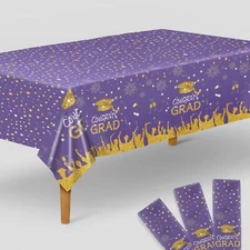 KatchOn Purple and Gold Graduation Tablecloth - XtraLarge 108x54 Inch Pack of...