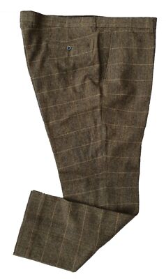 HERREN BIG & TALL CAVANI TWEED KARIERT FORMELLE ELEGANTE HOSE ALBERT - HELLBRAUN 