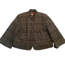 Tapemeasure Anthropologie  GRAY/BLACK/BLUE Plaid Button Blazer Jacket Sz 6-EUC