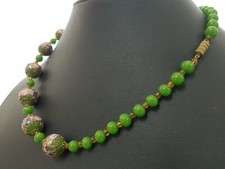 GLAS KETTE ... MURANO ... Art Deco ... Emaille-Aufschmelzungen ... ca.  46 cm