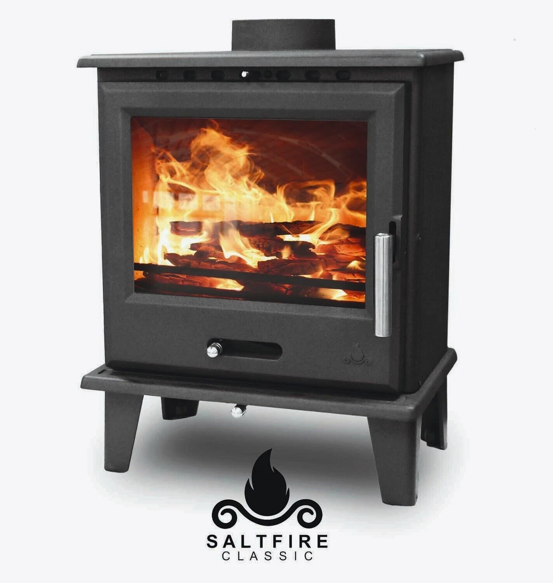 SALTFIRE CLASSIC CAST IRON WOOD COAL LOGS MULTIFUEL BURNING DEFRA STOVE 5kW  | eBay