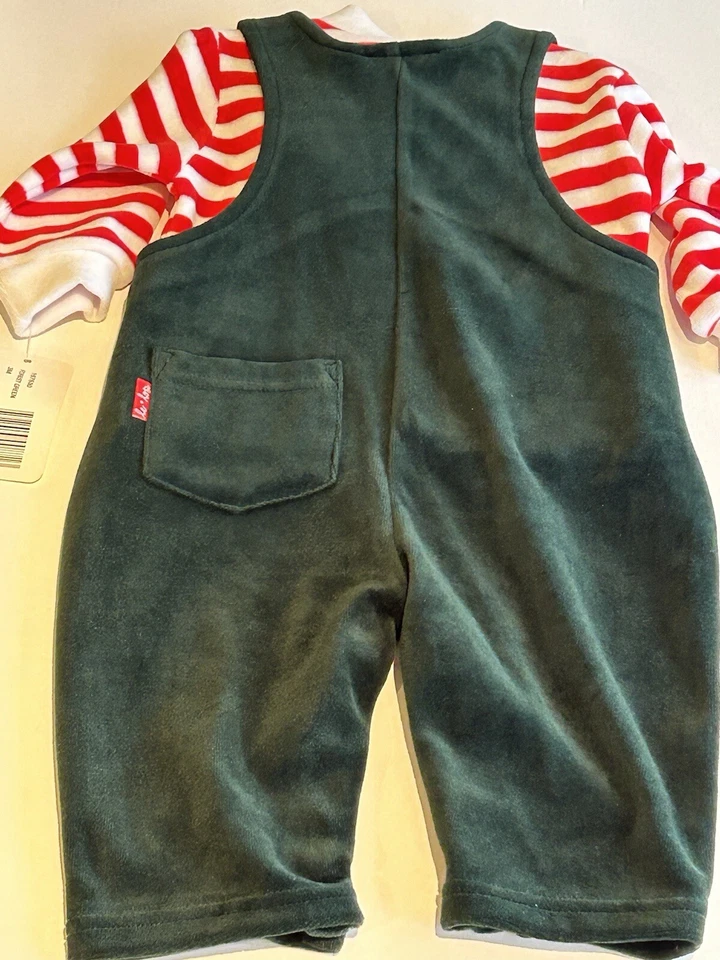 Mono Le Top Reno Elfo Terciopelo Verde 3m Bebé Vacaciones Navidad NUEVO NUEVO CON ETIQUETAS Foto 3 de 4