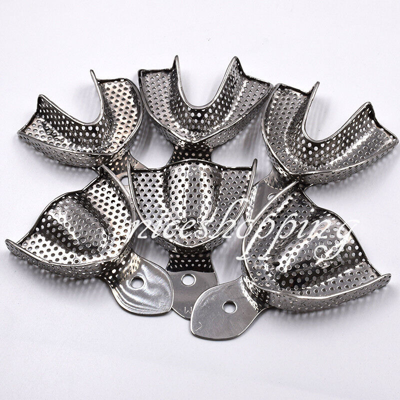 Dental Autoclavable Metal Impression Trays Stainless Steel Upper + Lower Choose