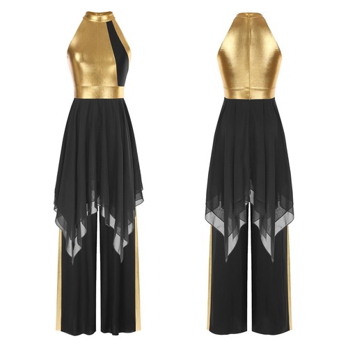 Damen Kleider Bühnen Tunika mit Hose Metallic Kleid und Hose Wettkampf - Bild 7 von 77