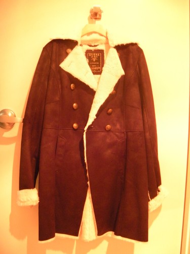 guess faux shearling overcoat