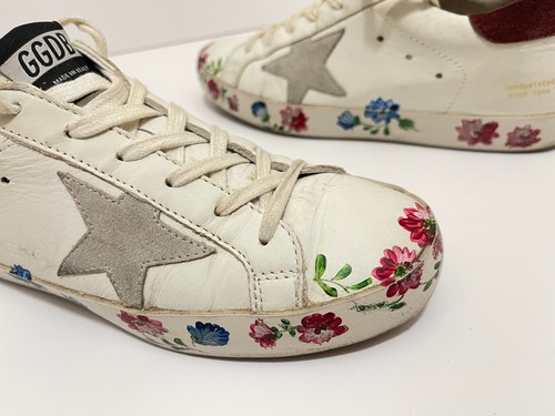 Sneakers Golden Goose Deluxe marca dipinte a mano floreali superstar taglia 37 7 GGDB - Foto 4 di 24