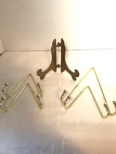 Vtg  Lot of 5  Brass Easel Display Stand Art Picture Plate Book Holders Italy