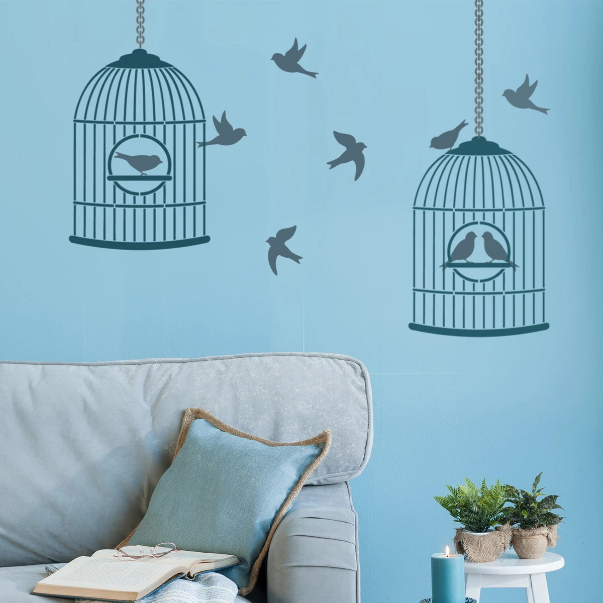 Wall art bird deals cage