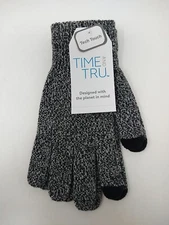 Time and Tru Womens Tech Touch Gloves Winter Casual One Size Gray/Black Speckle