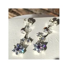 Brand New Genuine Pandora Purple Forget Me Not Drop Stud CZ Earrings 290691ACZ
