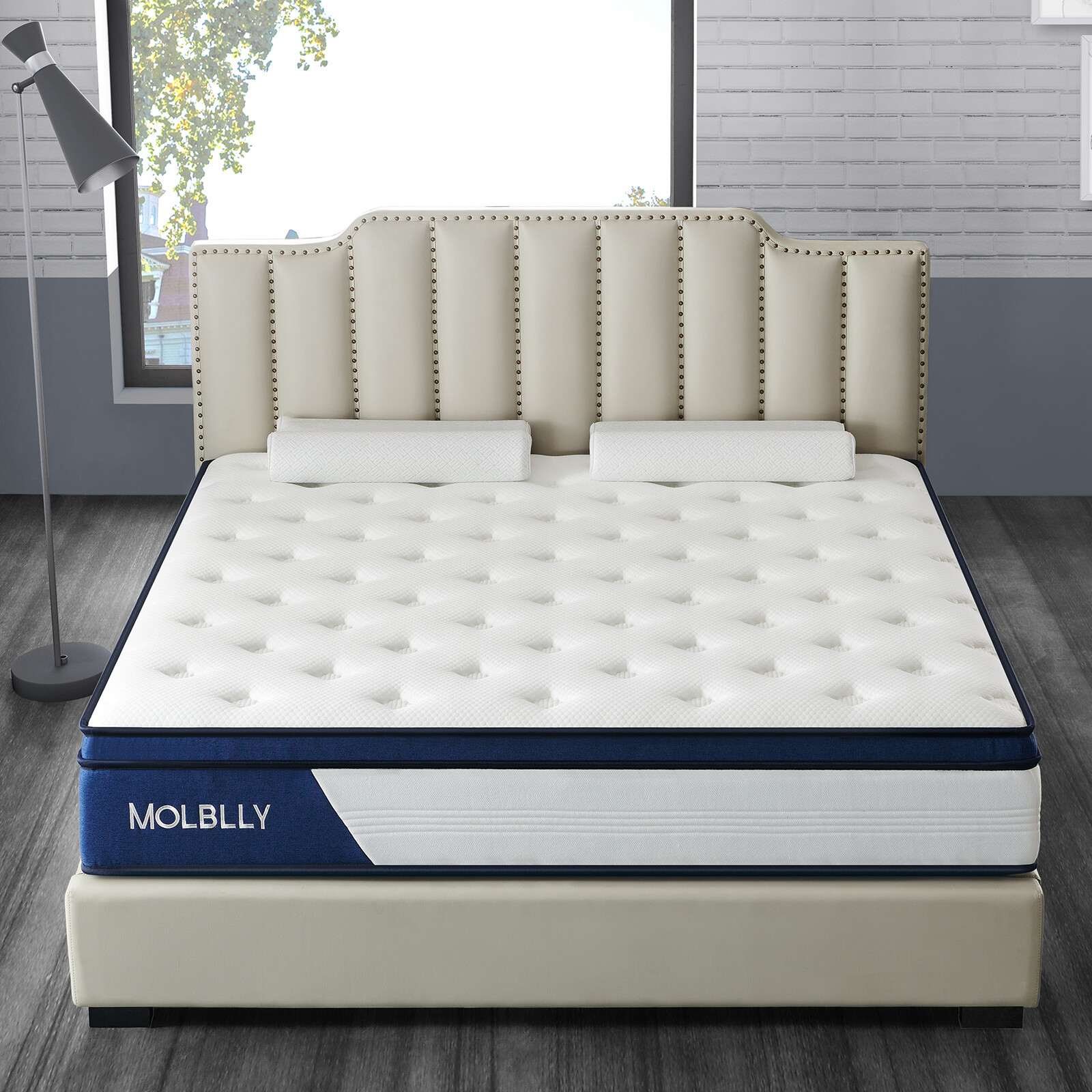 Molblly Queen King 10" 12"Gel Memory Foam Hybrid Pocket Coil Spring Bed
