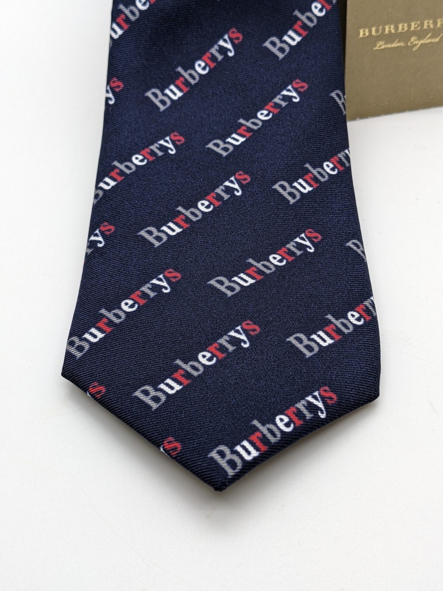 NEW Burberry Silk Navy Blue Logo Designer Tie Italy MSRP
