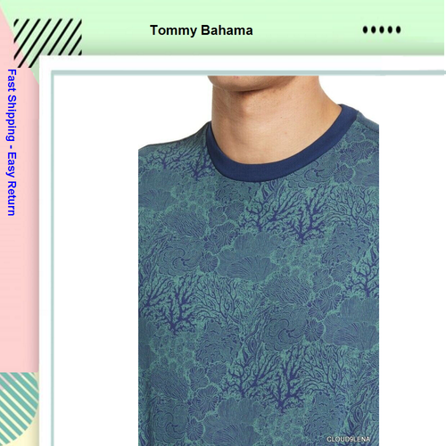 Tommy Bahama Men's, Coral Coastal Short-Sleeve Tee, Bering Blue, L - Picture 4 of 5
