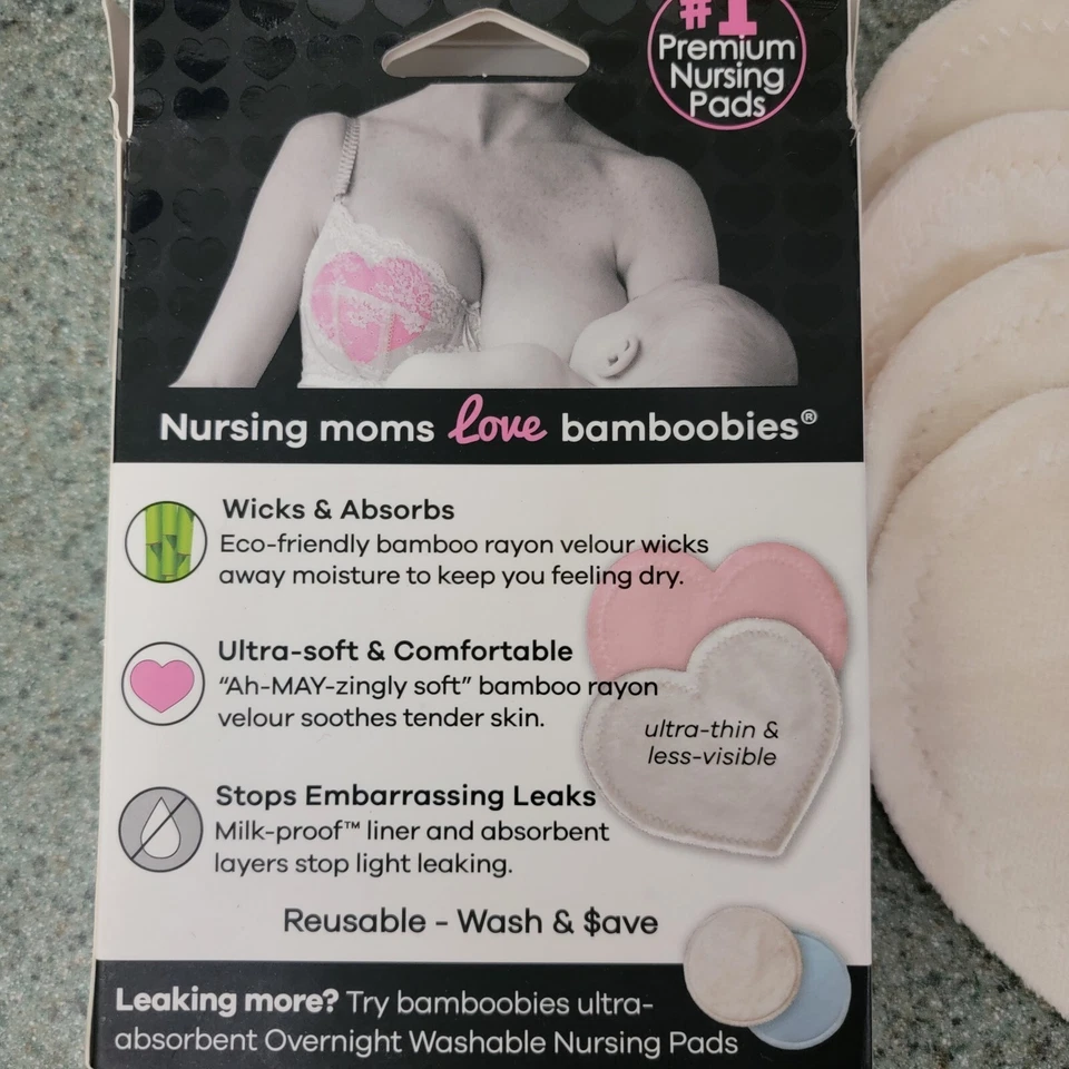 Bamboobies Washable Ultra Thin Soft Nursing Pads Breastfeeding Reusable 2 Pair  - Image 4 of 4