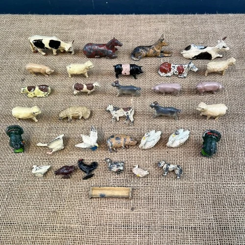 JOB LOT X 33 VINTAGE PRE WAR LEAD BRITAINS FARM FARMYARD ANIMALS SWANS FIGURINES