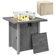 Image of Outsunny Gas Fire Pit Table with 40,000 BTU Burner, Cover, Dark Grey