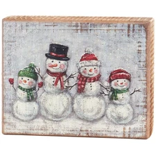 Snowman Family | Christmas Wood Block Sign | Primitives by Kathy