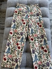 CIDER High Waisted Floral CorduroY Straight Leg Pants Wildflowers soft Large 