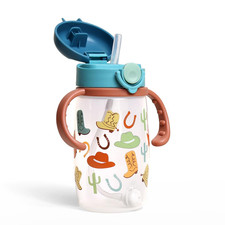 Sippy Cup for Toddlers   Weighted Silicone Straw, Easy-Grip Handles, Snap-Close
